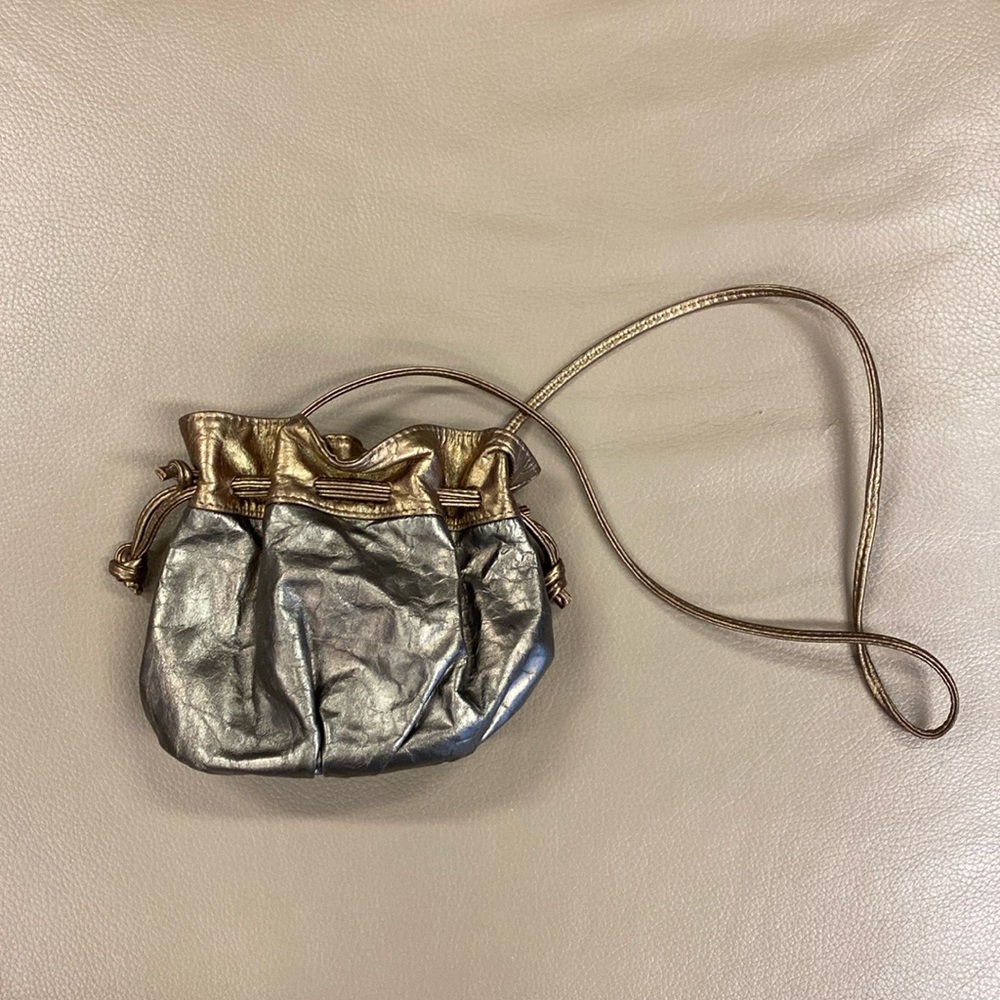 Leather Pewter and Gold Purse -Vintage 70’s